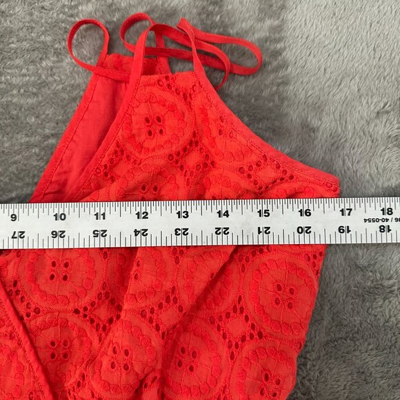J. Crew Coral Eyelet Strappy Midi Dress Women's size 4 100% Cotton - Picture 5 of 7